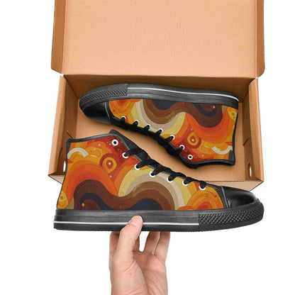 WOMEN'S Groovy 70S Peace High Top Canvas Dark Academia Sneakers