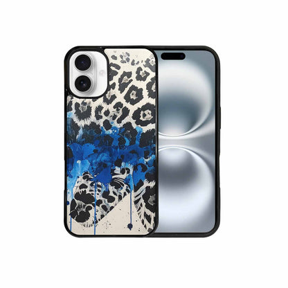 iPhone 16 Plus Case — Animal Print Black Blue Ink Animal, Custom Print Case Cover
