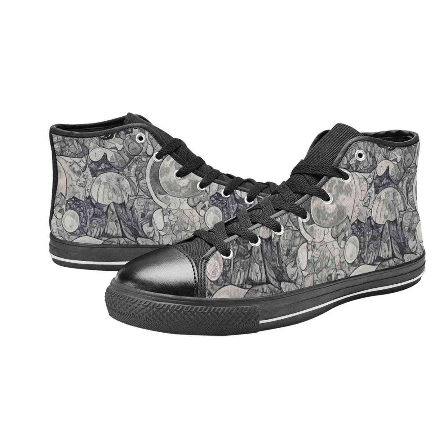 WOMEN'S Wolves Everywhere Collage High Top Canvas Neon Fantasy Shoes