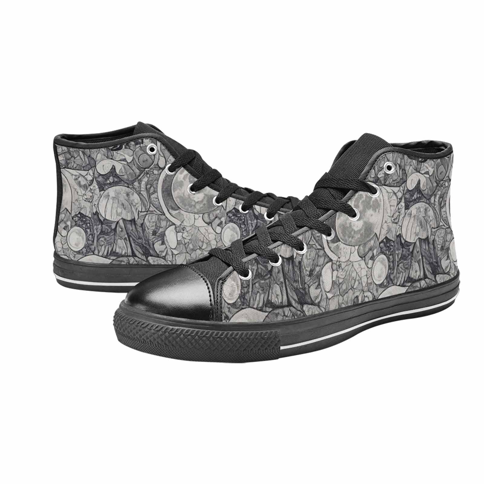 WOMEN'S Wolves Everywhere Collage High Top Canvas Neon Fantasy Shoes