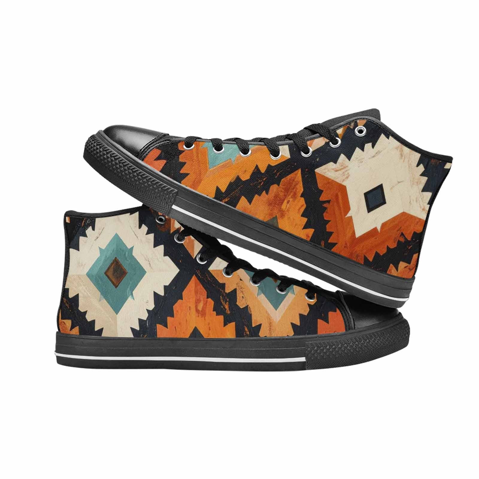 WOMEN'S Southwestern Geometric Diamond High Top Canvas Cottagecore Custom Shoes