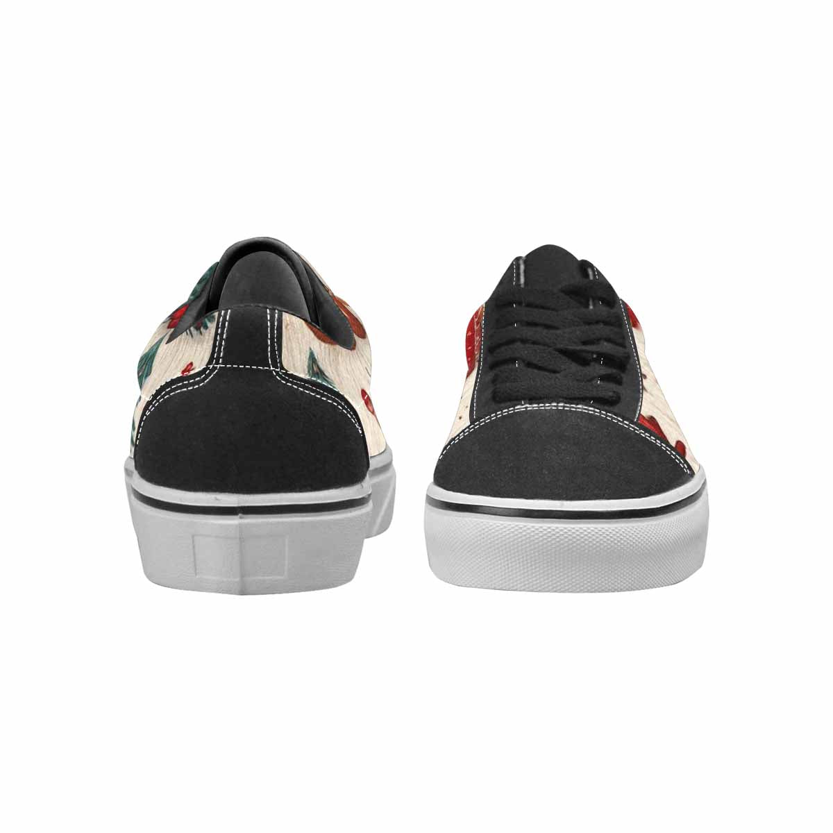 WOMEN'S Christmas Holly Snowflake Canvas Lace-Up Wallpaper Art Shoes