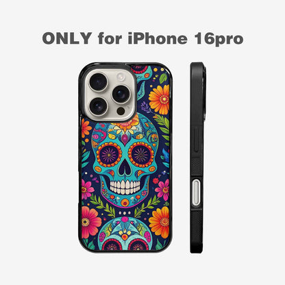 iPhone 16 Pro Case — Rainbow Sugar Skull Weave 3 Personalized, Customized Protective Case