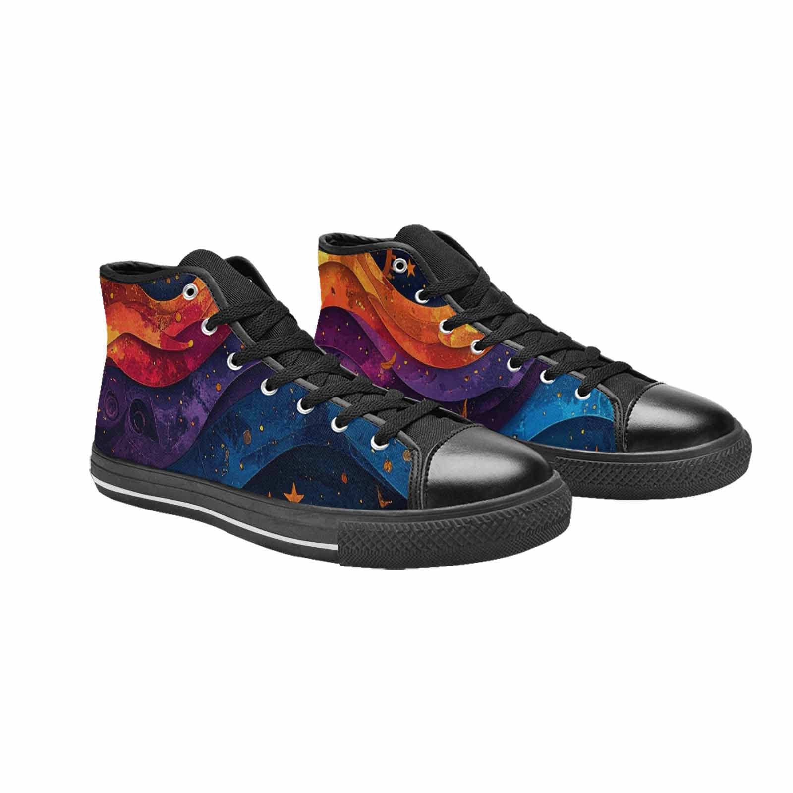 WOMEN'S Steampunk Galaxy High Top Canvas Surreal Sneakers