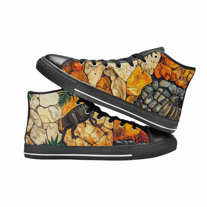 MEN'S Dinosaur Silhouette High Top Canvas Neon Fantasy Custom Sneakers