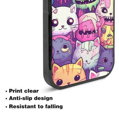 iPhone 15 Plus Case — Pastel Gore Cat Character Pattern Hundreds, Unique Phone Case Design