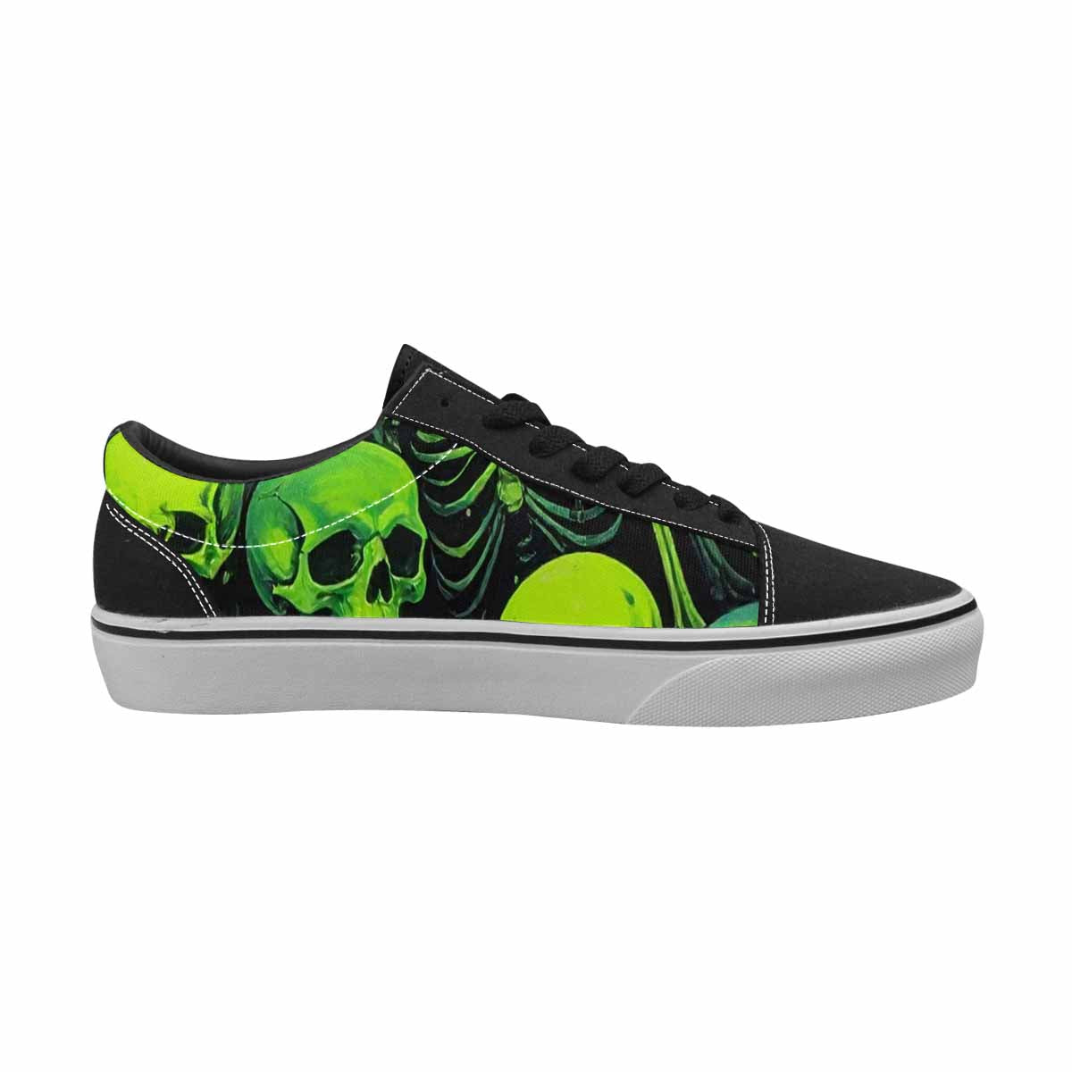 WOMEN'S Skeletons × Neon Green Lace-Up Canvas Vibrant Chaos Sneakers