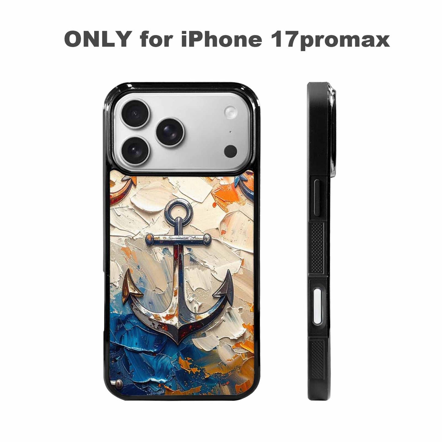 iPhone 17 Pro Max Case — Chrome Bling Anchor Original Art, Customized Protective Case