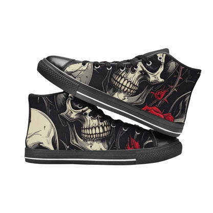 WOMEN'S Ornate Gothic Skulls Roses High Top Canvas Aesthetic Custom Sneakers