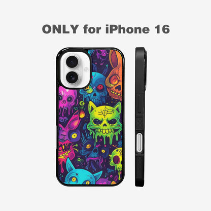 iPhone 16 Case — Mixed Toxic Glow Creature Pattern Hundreds, Custom Phone Case