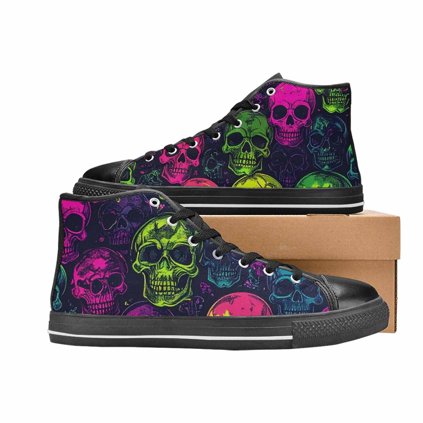 MEN'S Skulls - Neon High Top Canvas Y2K Shoes