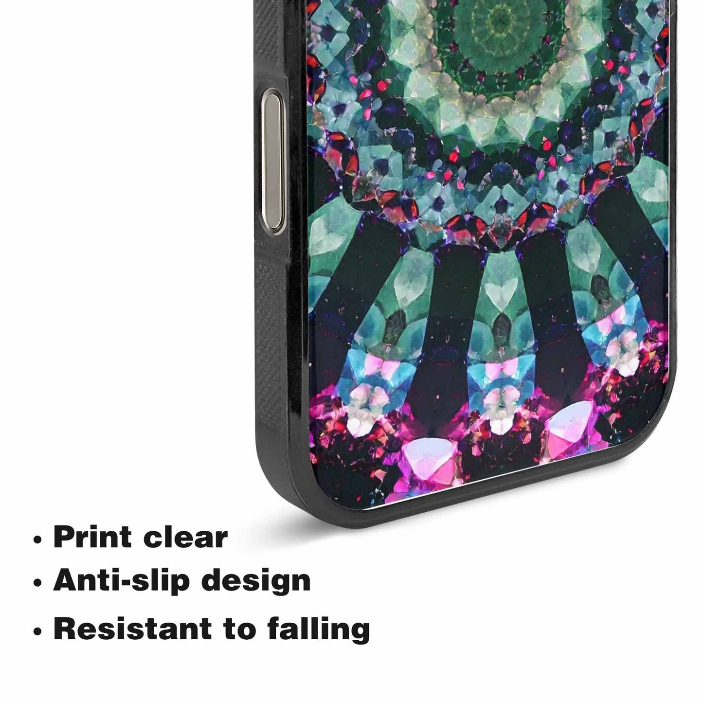 iPhone 15 Pro Max Case — Crystal Mandala Art Seamless Pattern Vibrant, Custom Printed Phone Case