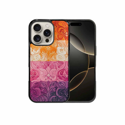 iPhone 16 Pro Case — Lesbian Flag Color Theme Small Rainbow, Custom Art Phone Cover