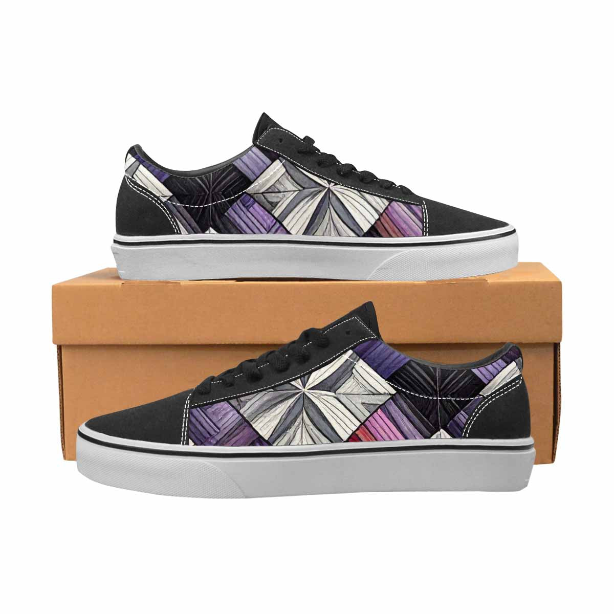 MEN'S Asexual Flag Color Canvas Lace-Up Wallpaper Art Custom Shoes
