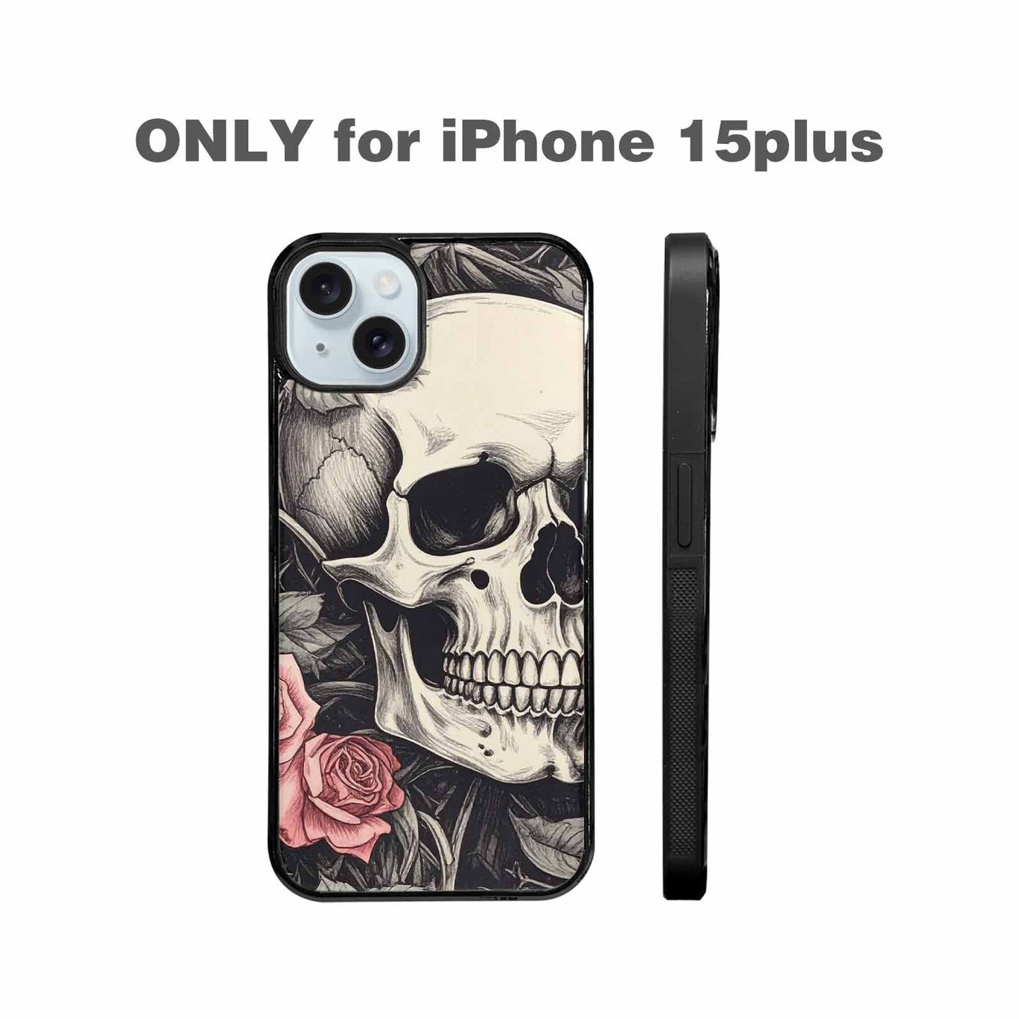 iPhone 15 Plus Case — 20 Skulls Overlapping Seamless Tileable Pattern, Original Design Phone Case