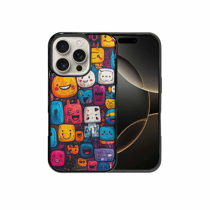 iPhone 16 Pro Case — Hand Drawn Icon Doodle Pattern Hundreds, Custom Printed Phone Case