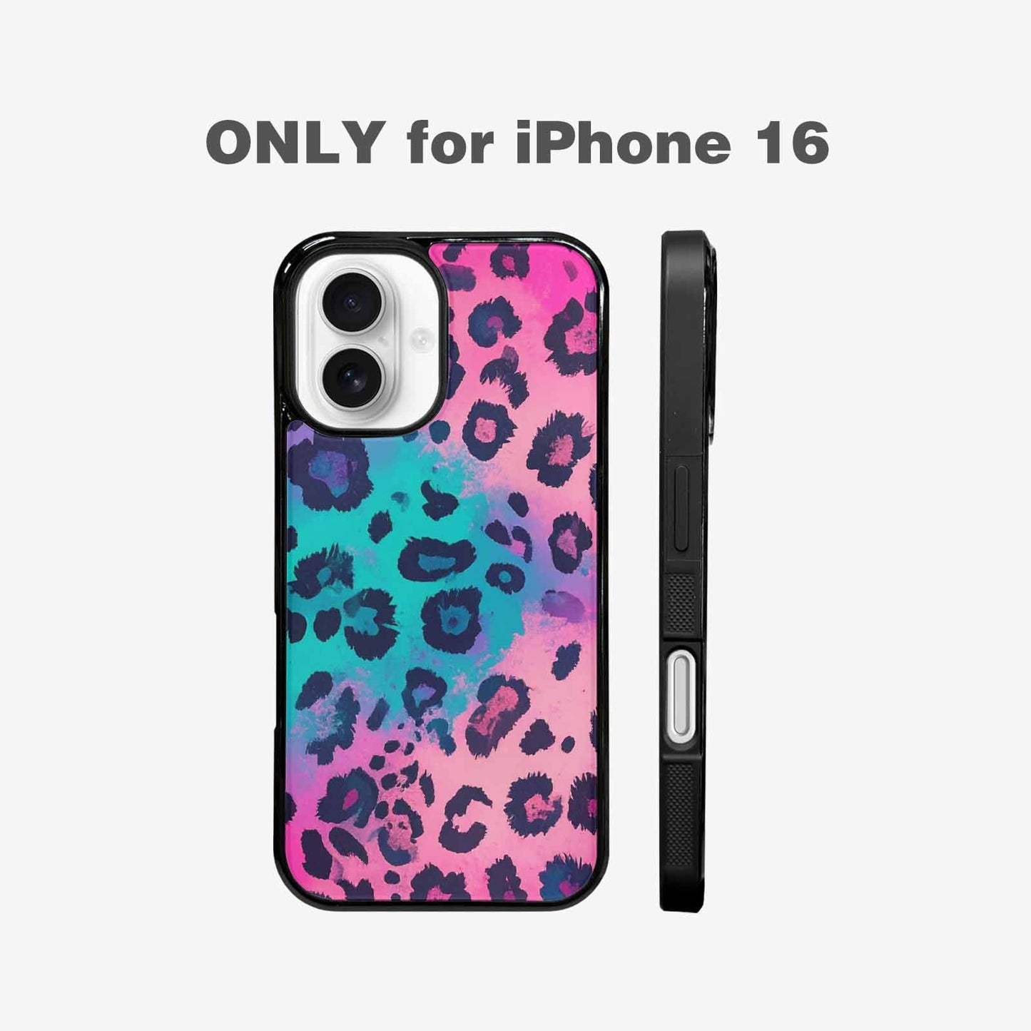 iPhone 16 Case — Leopard Neon Pink Teal Airbrush, Customized Protective Case