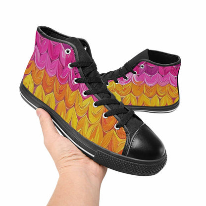 MEN'S Pansexual Flag Color High Top Canvas Neon Fantasy Shoes