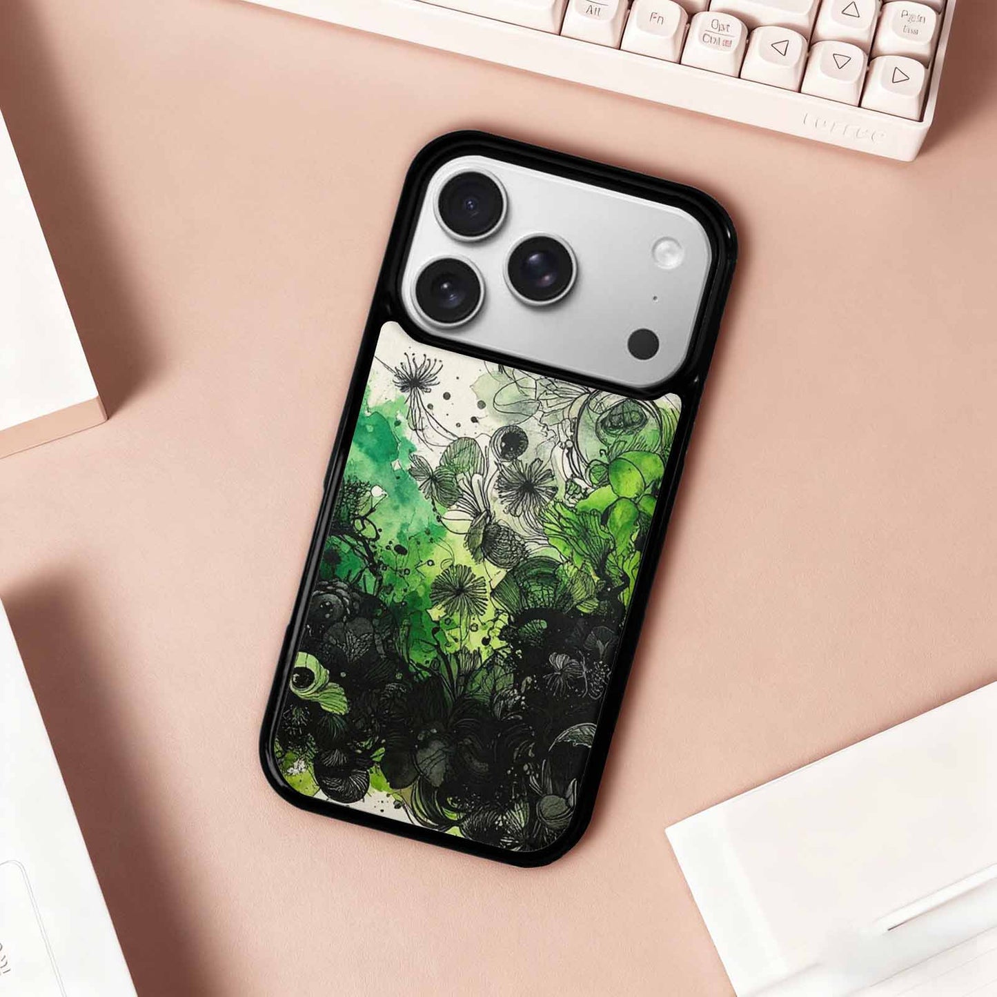 iPhone 17 Pro Case — Sea Creature Burst Black Green Original, Unique Phone Case Design