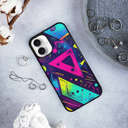 iPhone 16 Plus Case — Memphis Squiggles Triangles Dots, Custom Made Phone Cover