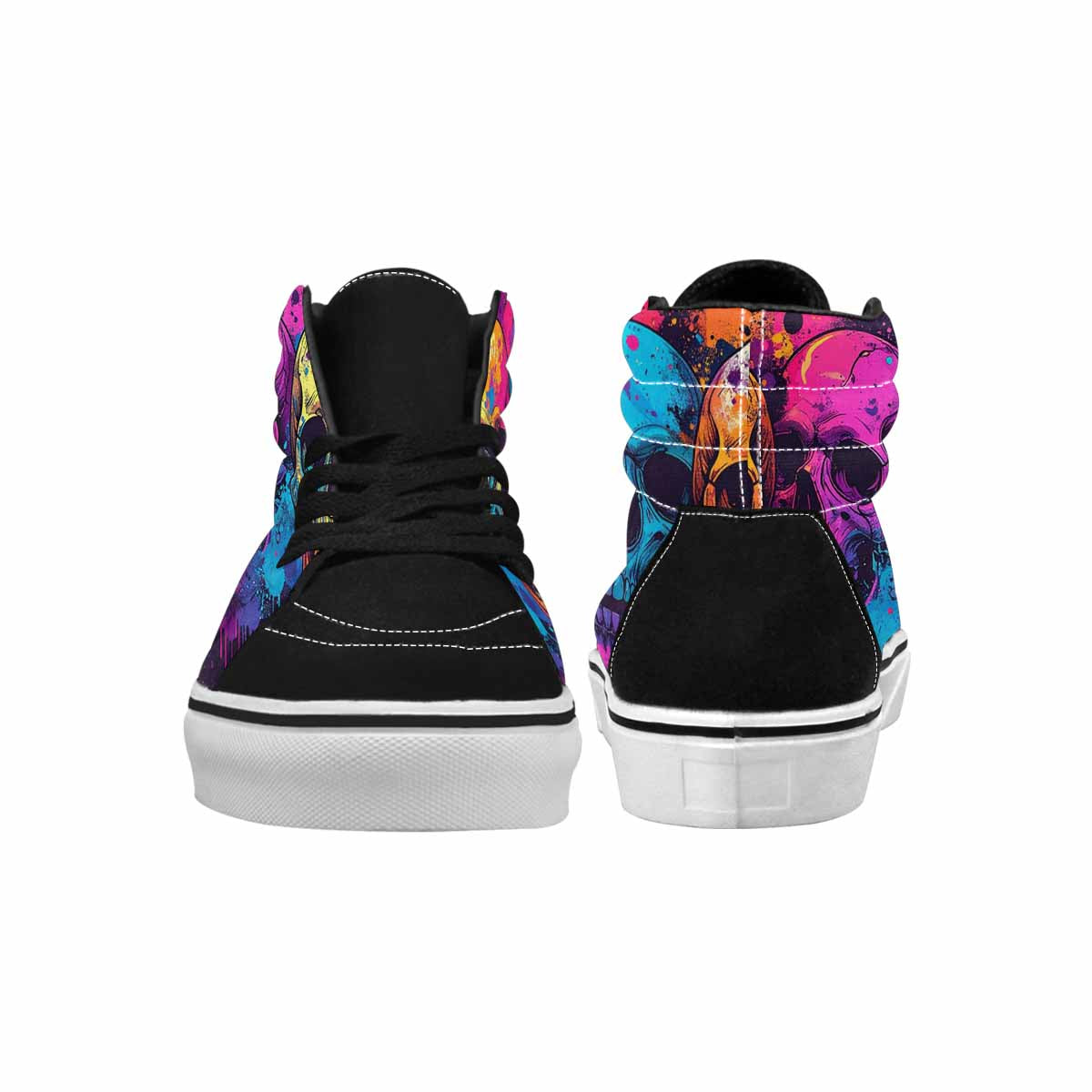 MEN'S Skulls Splatter Comic High Top Canvas Wallpaper Art Sneakers
