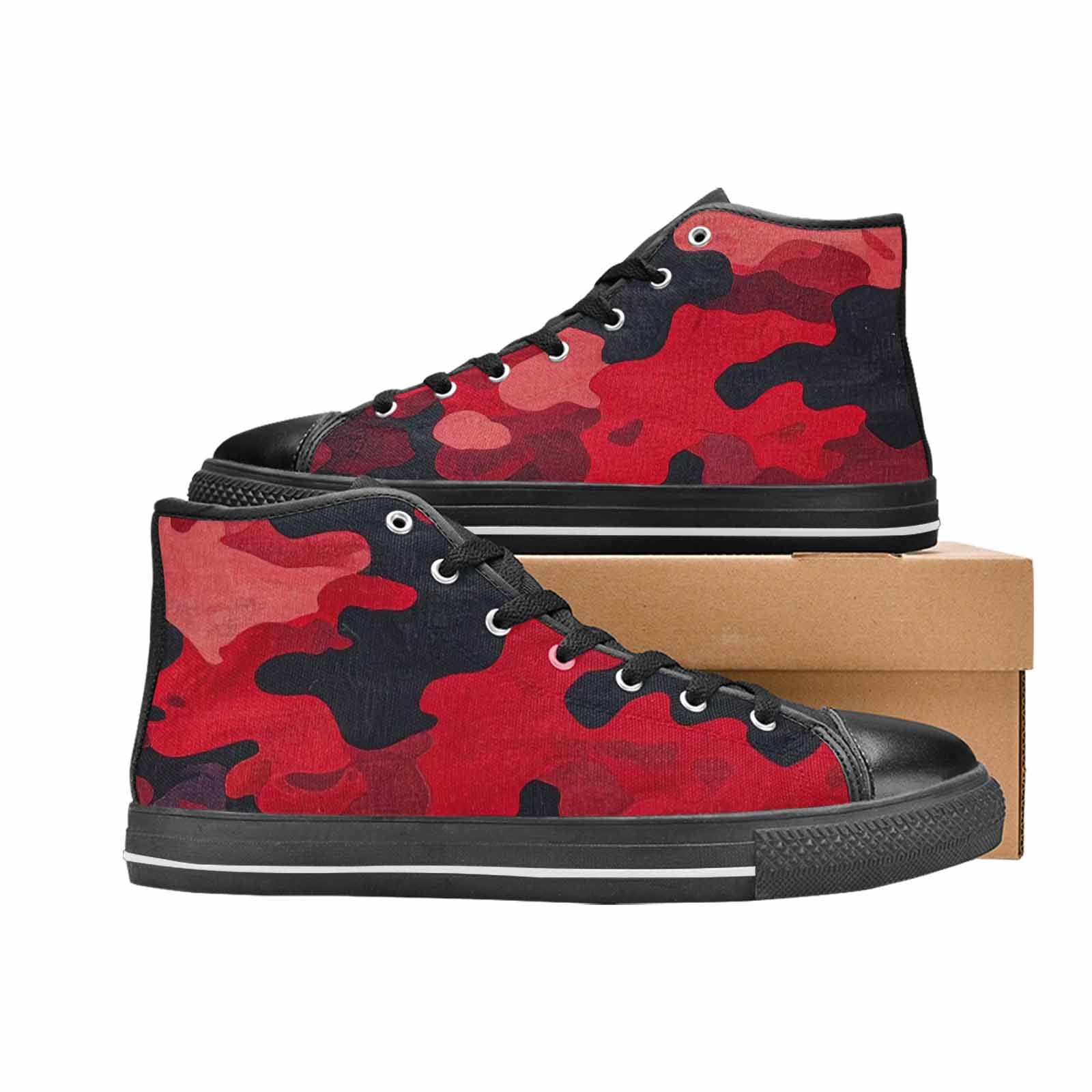 WOMEN'S Tactical Camo Red Black High Top Canvas Aesthetic Sneakers