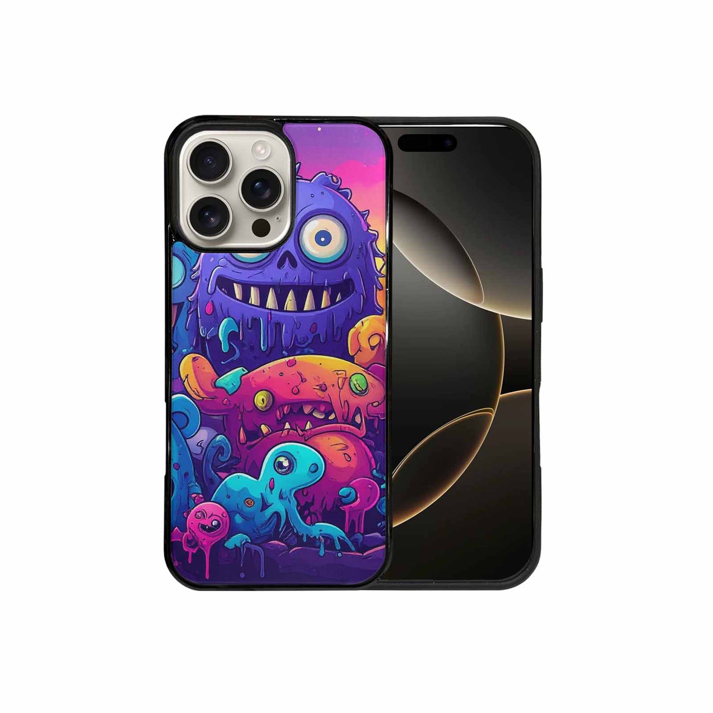 iPhone 16 Pro Max Case — Overlapping Endlessly No Empty Space Monsters, Custom Printed Phone Case