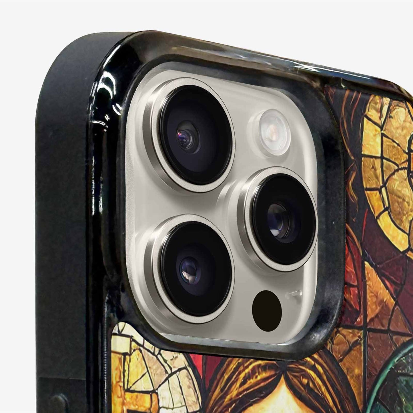 iPhone 15 Pro Max Case — Jesus Face Small Cross And Faith, Customized Protective Case