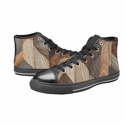 WOMEN'S Wood Grain Texture High Top Canvas Wallpaper Art Shoes