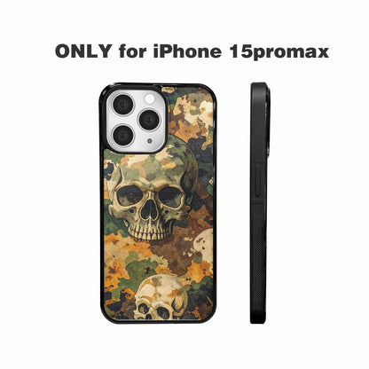 iPhone 15 Pro Max Case — Military Camo Texture Combined With Distressed, Personalized Phone Case