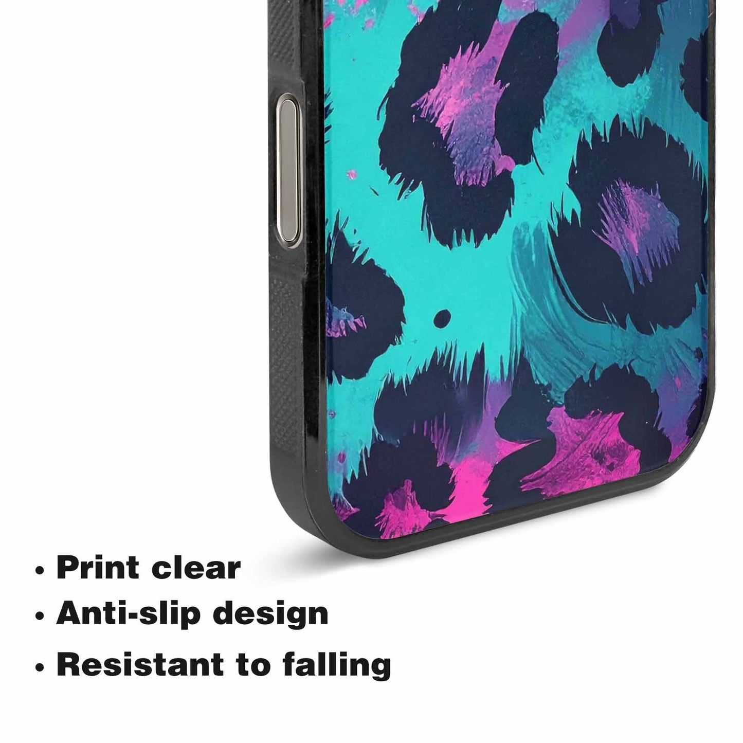 iPhone 16 Pro Max Case — Leopard Neon Pink Teal Airbrush, Custom Phone Case
