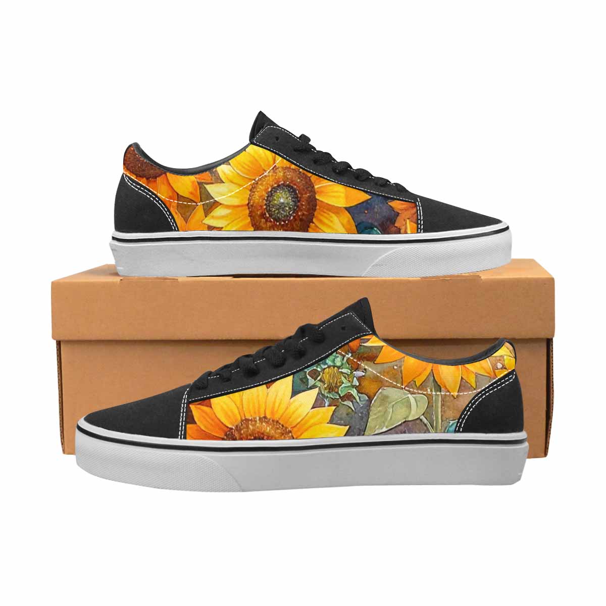 WOMEN'S Sunflower Burst Lace-Up Canvas Vibrant Chaos Custom Sneakers