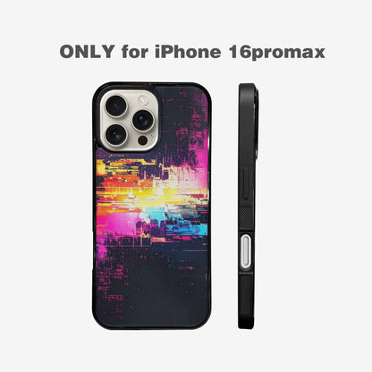 iPhone 16 Pro Max Case — Glitch Dark Art Seamless Pattern Vibrant, Custom Print Case Cover
