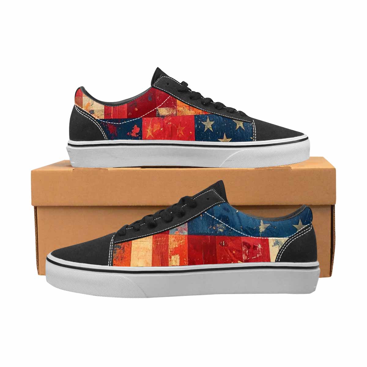 WOMEN'S American Flag Stars Canvas Lace-Up Y2K Custom Shoes
