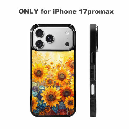 iPhone 17 Pro Max Case — Full Color Vibrant Sunflower Floral, Custom Print Case Cover