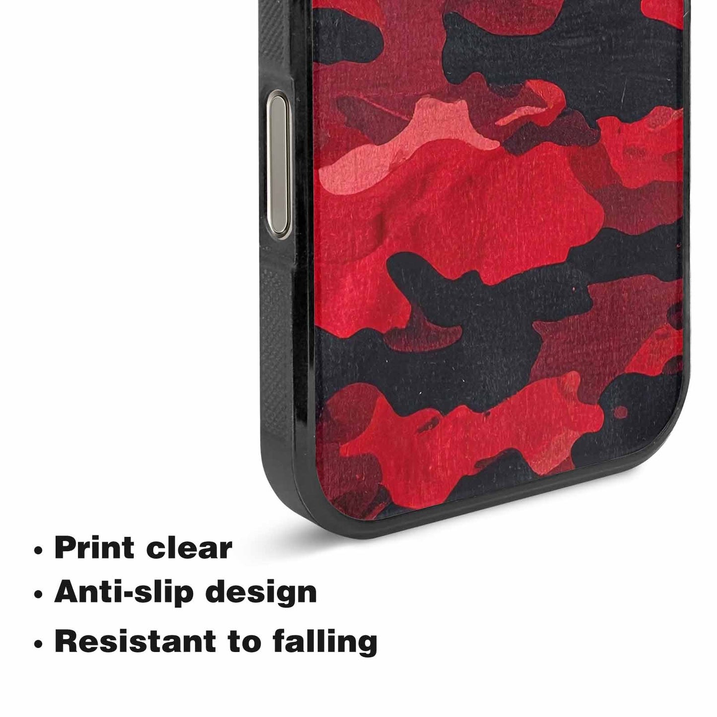 iPhone 16 Pro Max Case — Tactical Camo Red Black Custom, Custom Designed Case Cover