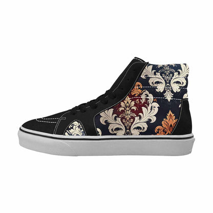 WOMEN'S Damask Ornamental Wallpaper High Top Canvas Vibrant Chaos Sneakers