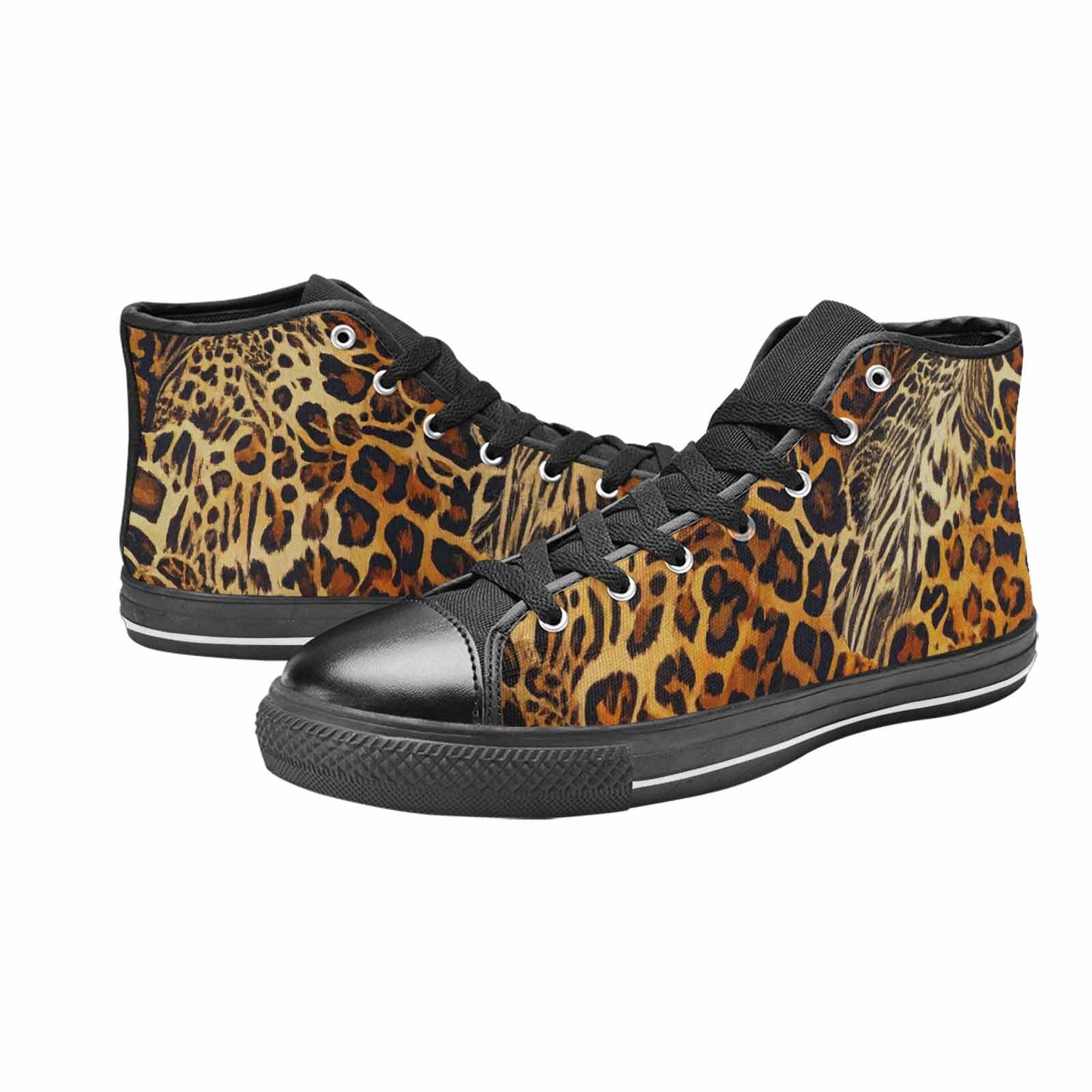 WOMEN'S Animal Print High Top Canvas Wallpaper Art Custom Sneakers