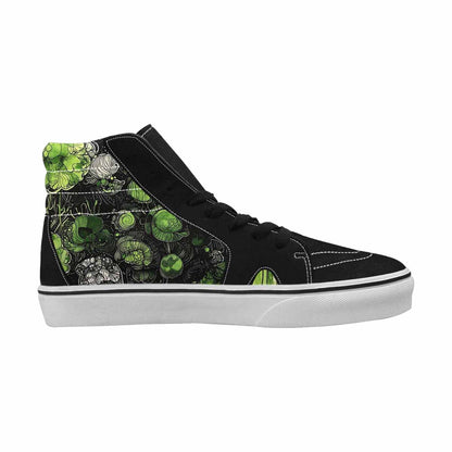WOMEN'S Sea Creatures Black & Green Ink High Top Canvas Graphic Print Vivid Custom Canvas Shoes