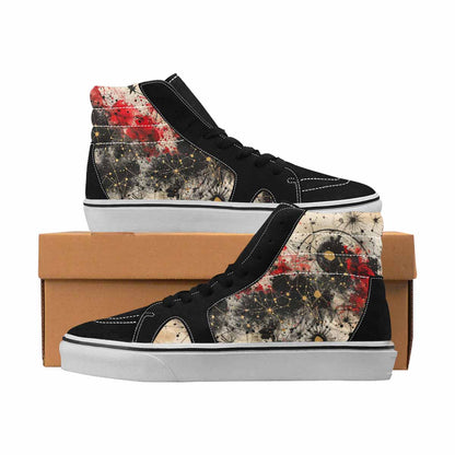 MEN'S Zodiac Black & Red Ink High Top Canvas Artist-designed Y2K Original Art Sneakers
