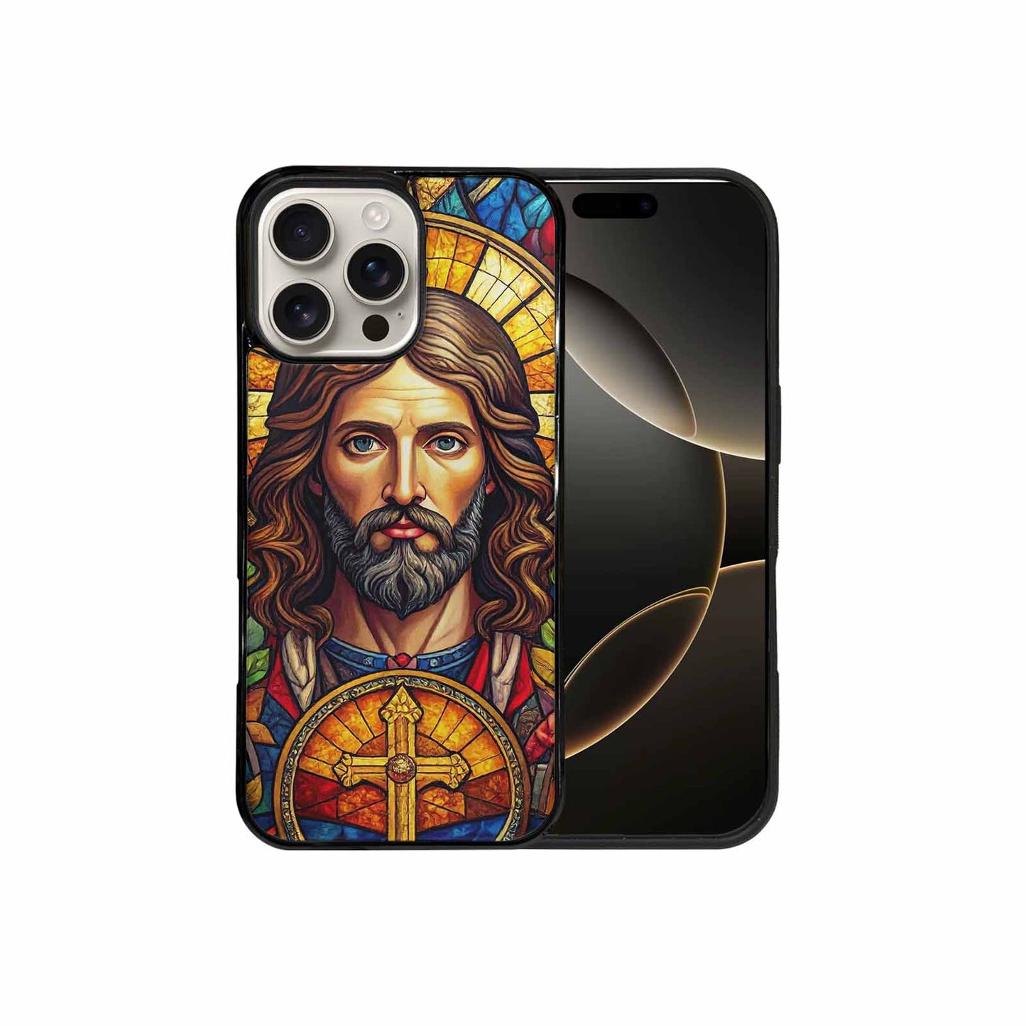 iPhone 16 Pro Max Case — Jesus Face Small Cross And Faith, Custom Art Phone Cover