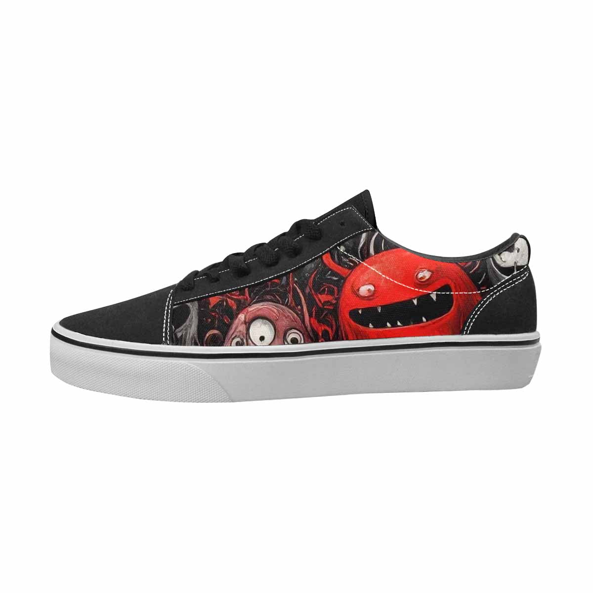 WOMEN'S Monsters Black & Red Ink Canvas Personalized Vibrant Chaos Customized Sneakers