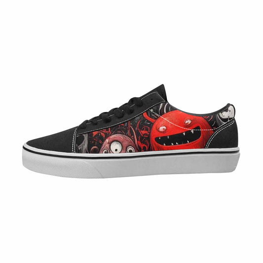 WOMEN'S Monsters Black & Red Ink Canvas Personalized Vibrant Chaos Customized Sneakers