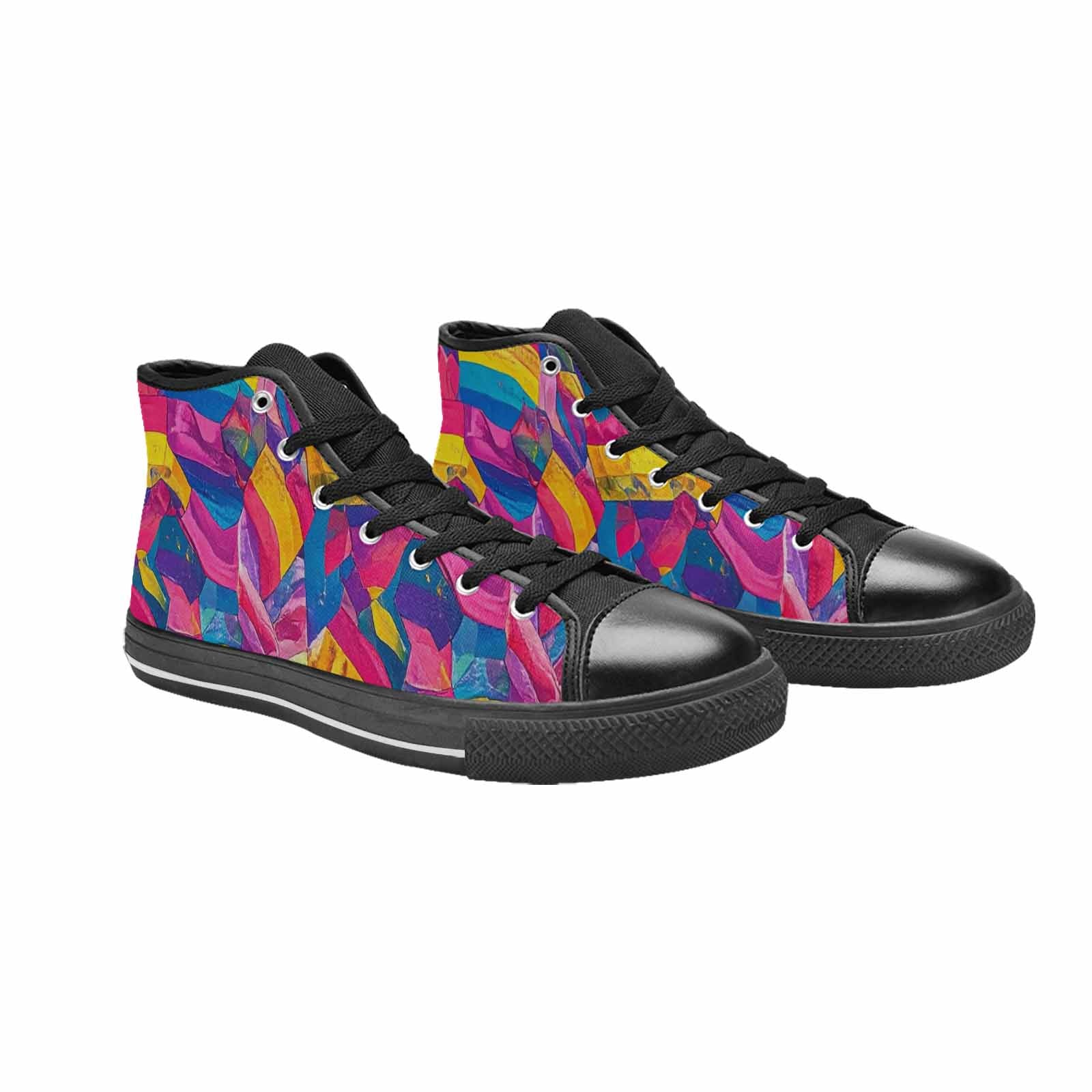 MEN'S Pansexual Flag Color High Top Canvas Dark Academia Custom Sneakers