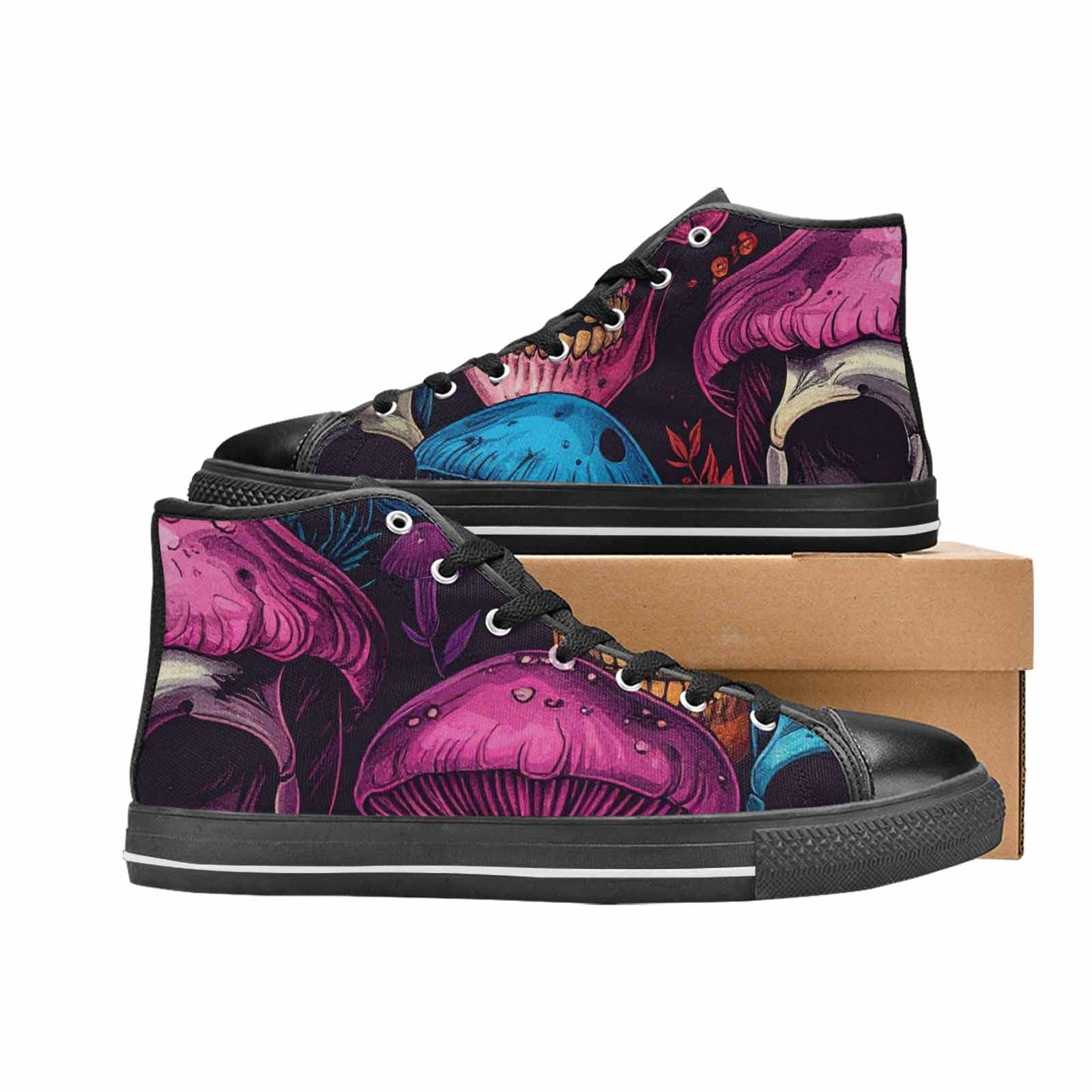 MEN'S Mushroom Skull High Top Canvas Surreal Custom Sneakers
