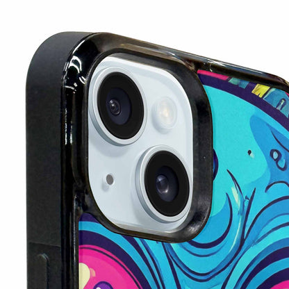 iPhone 15 Plus Case — Alien Ufo Cartoon Art Pattern Groovy, Custom Phone Case