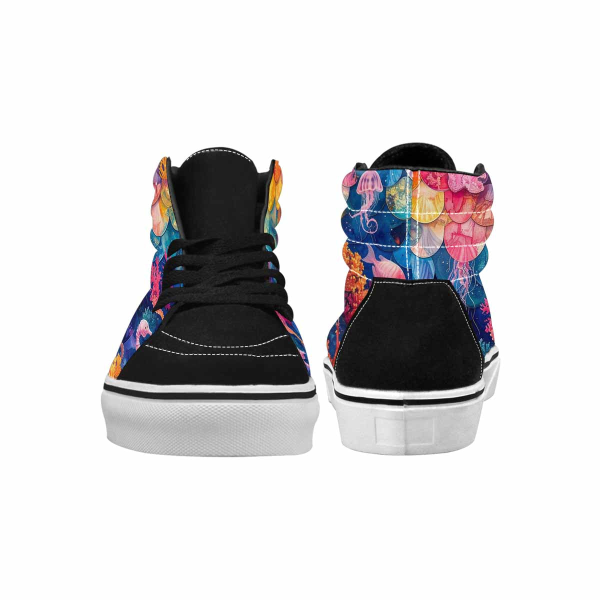 MEN'S Fish Scale Coral High Top Canvas Neon Fantasy Custom Sneakers