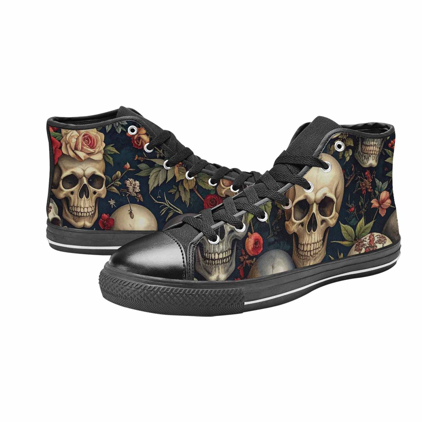 MEN'S Skulls - Roses High Top Canvas Wallpaper Art Custom Shoes