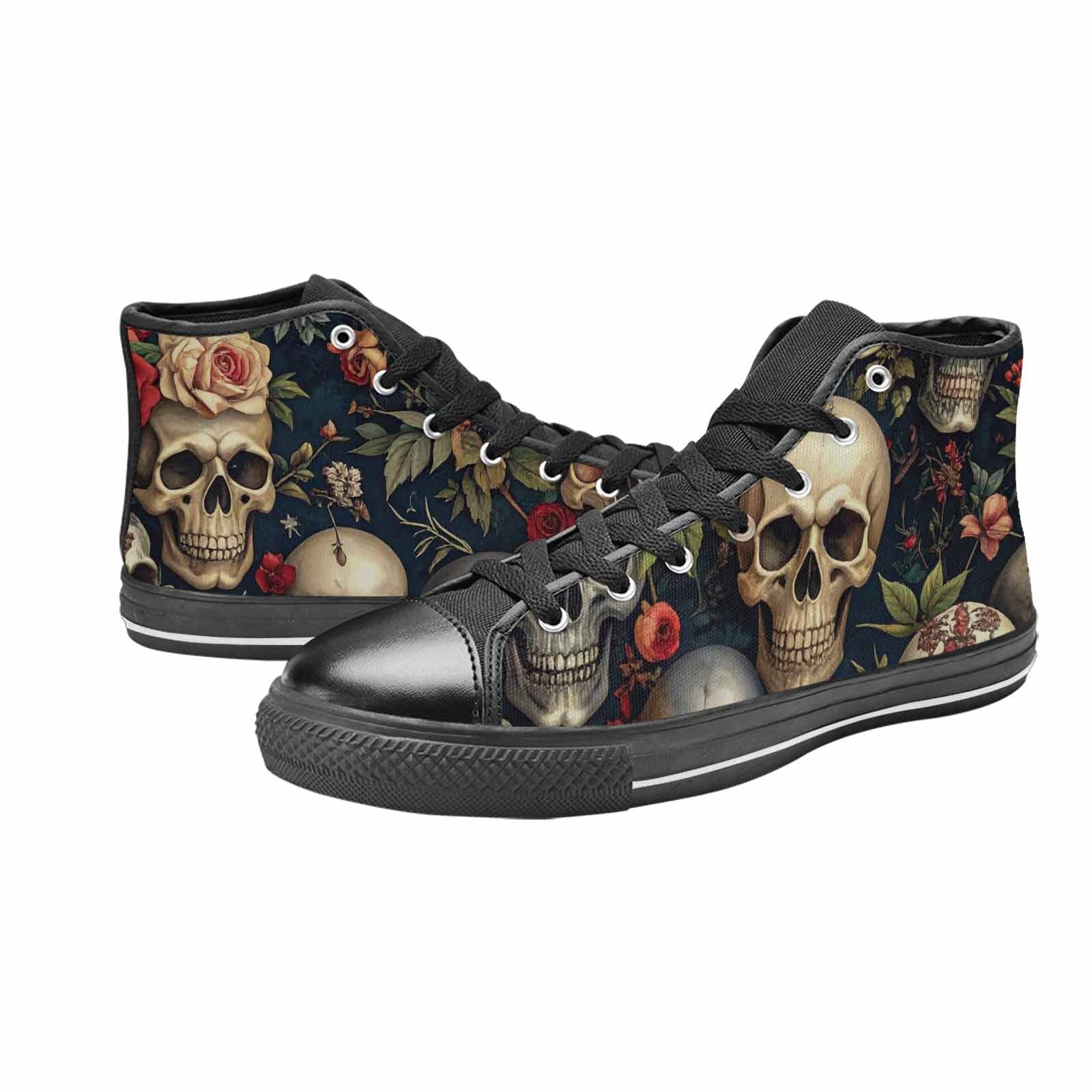 MEN'S Skulls - Roses High Top Canvas Wallpaper Art Custom Shoes