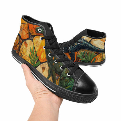 MEN'S Dinosaur Silhouette High Top Canvas Wallpaper Art Custom Sneakers